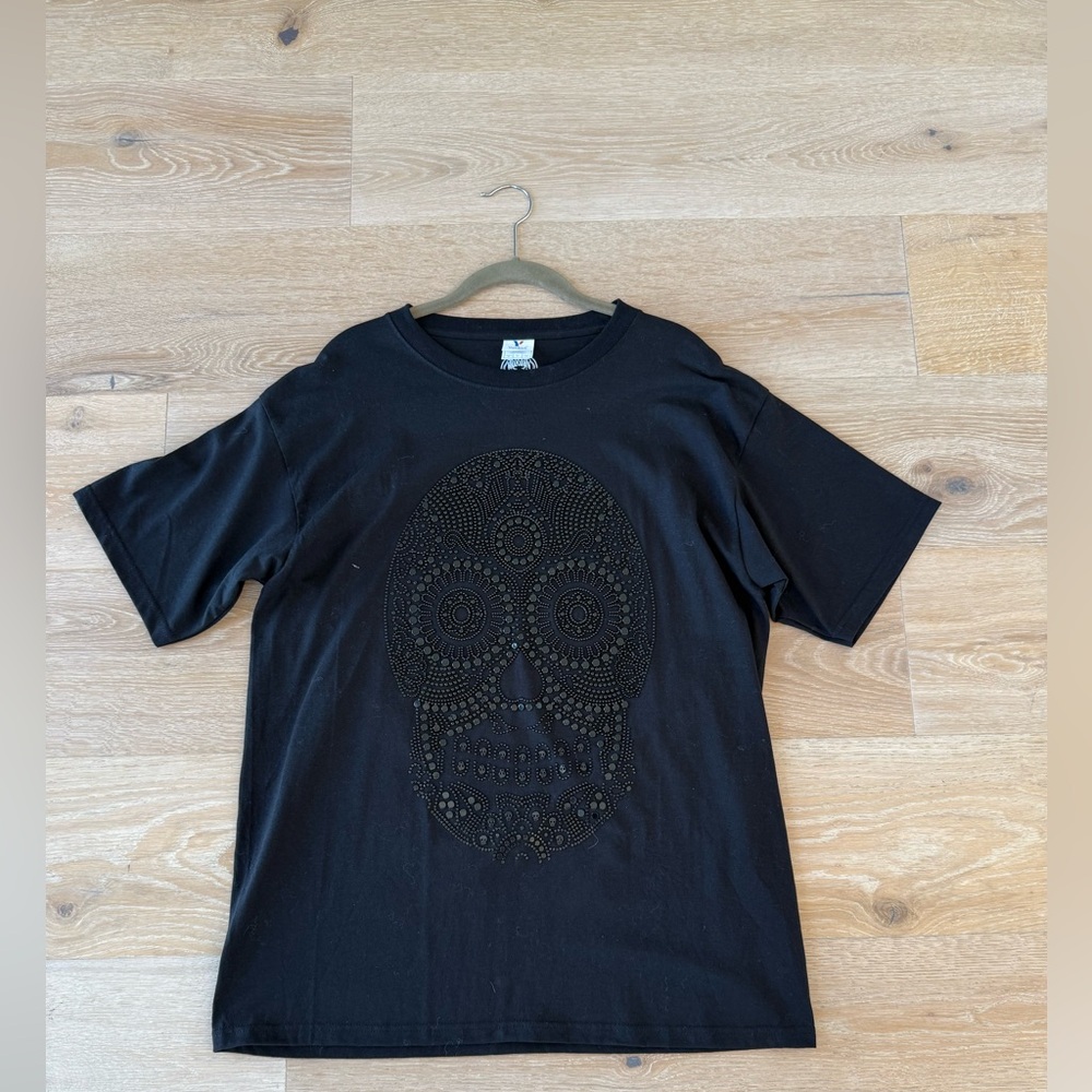 Yazbek Black Embellished Skull Dios De Los Muertos Shirt Sz L